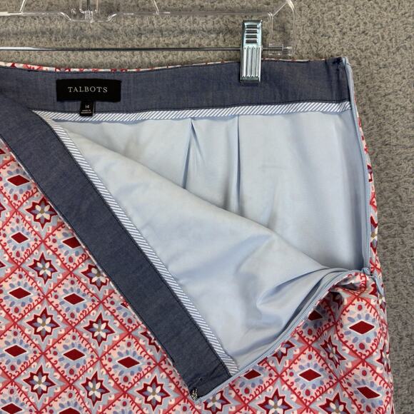 Talbots Canvas A-Line Skirt 14 Red Cotton Blend Above Knee Mediterranean Tile - Picture 5 of 9